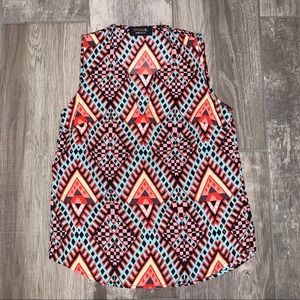 RENEE C. Blouse Aztec Tribal Sleeveless Small